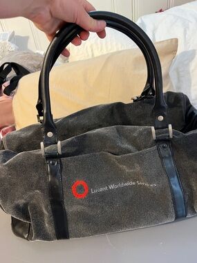 Lucent Worldwide Services Logo Tote Bag - Gray with Black Trim and Red Accent